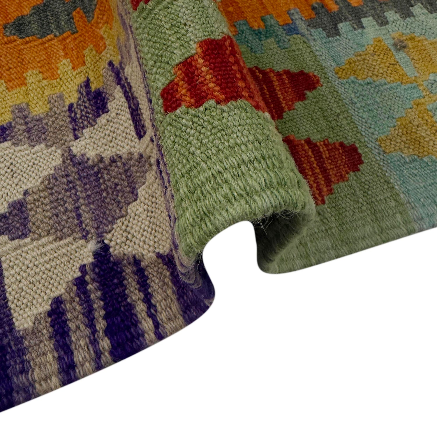 Hand-Knotted Multi Geometric Vegetable Kilim Area Rug – 148 x 202 cm | SKU: G38892