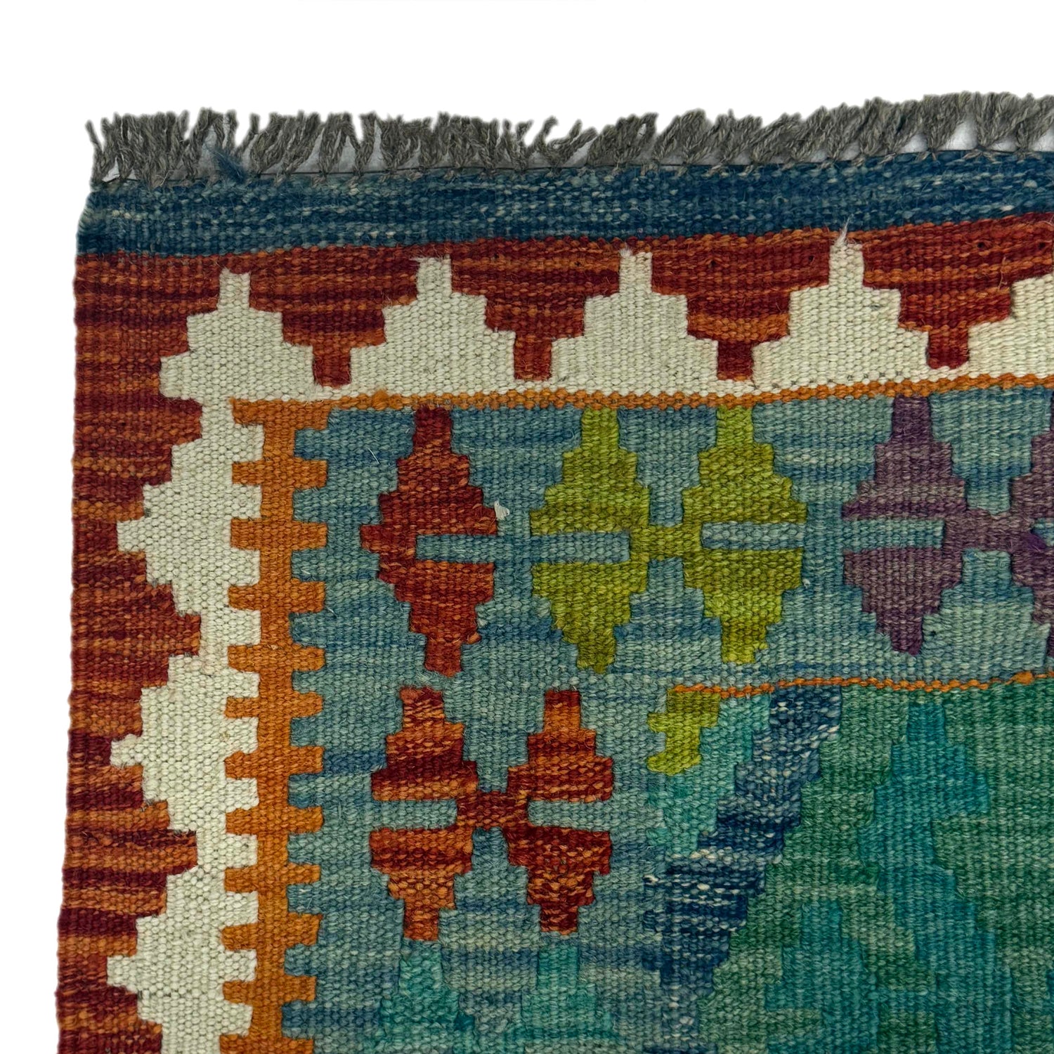 Hand-Knotted Multi Geometric Vegetable Kilim Area Rug – 3' 6" x 5' 3" ft (107 x 160 cm) | SKU: G38925