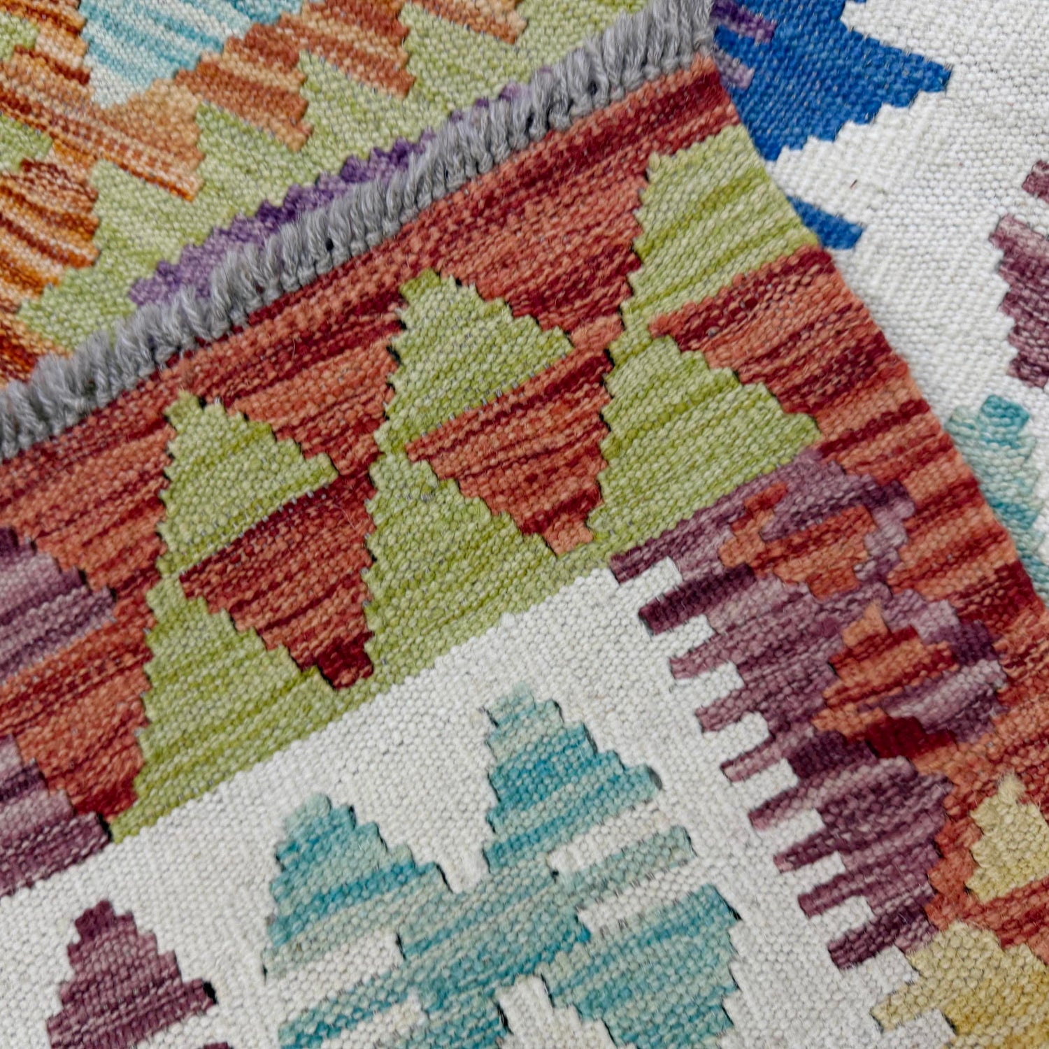 Hand-Knotted Multi Geometric Vegetable Kilim Area Rug – 146 x 207 cm | SKU: G38926