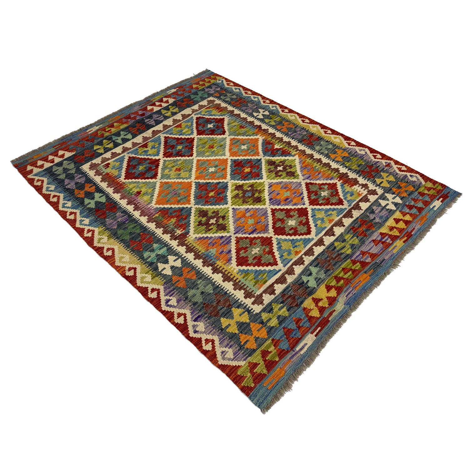 Handmade Multi Kilim Geometric 4x7 ft