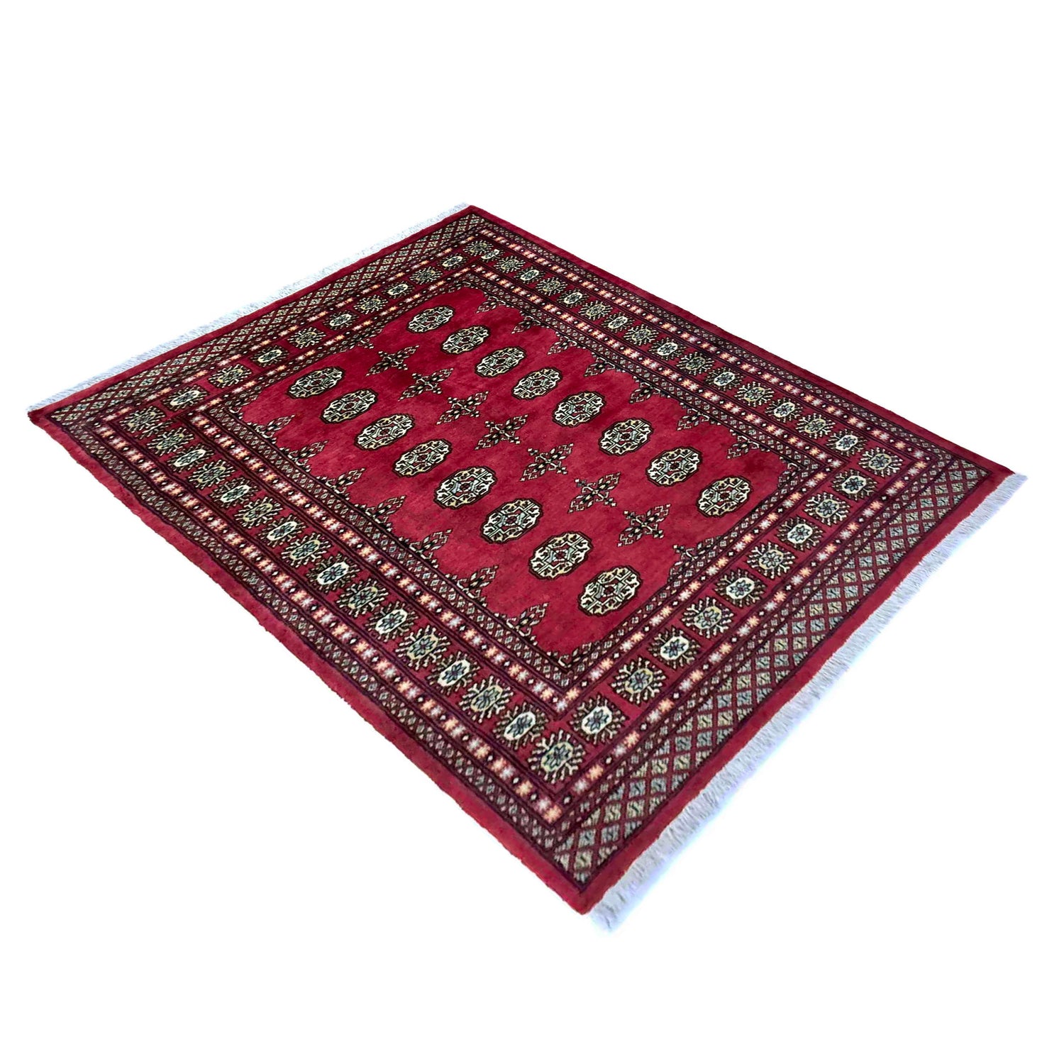 Bokhara Rug Handmade Vibrant Red Medallion 4x6 ft