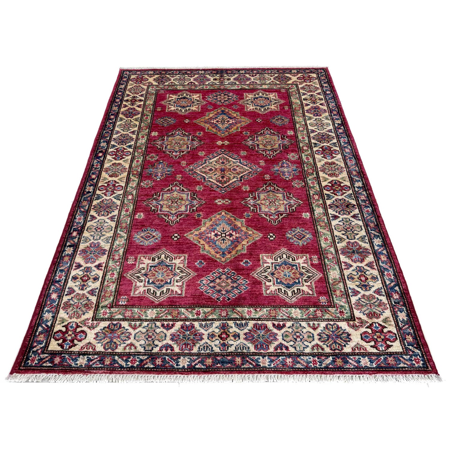 Kazak Rug Handmade Red Medallion 3x5 ft