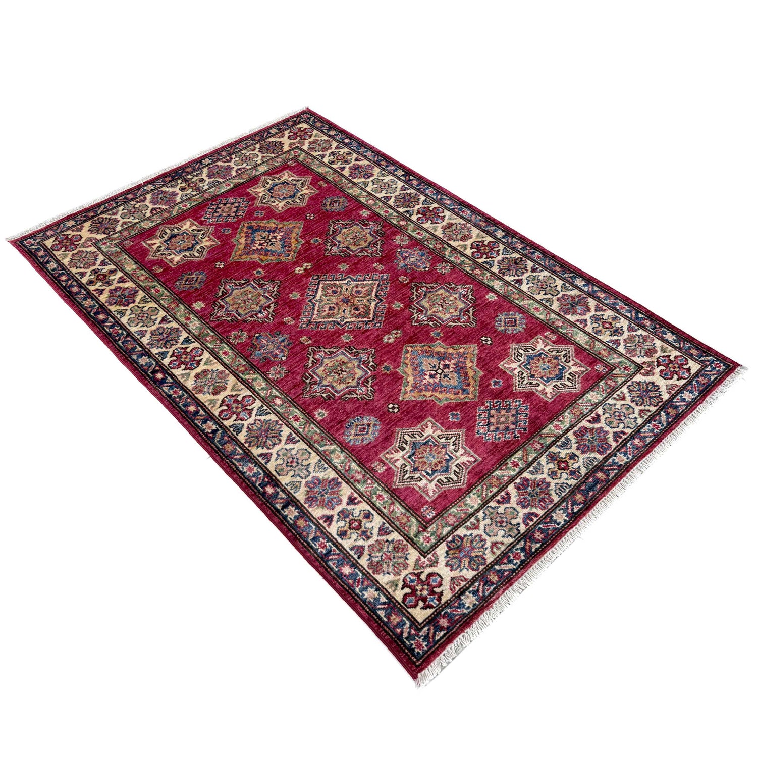 Kazak Rug Handmade Red Medallion 3x5 ft
