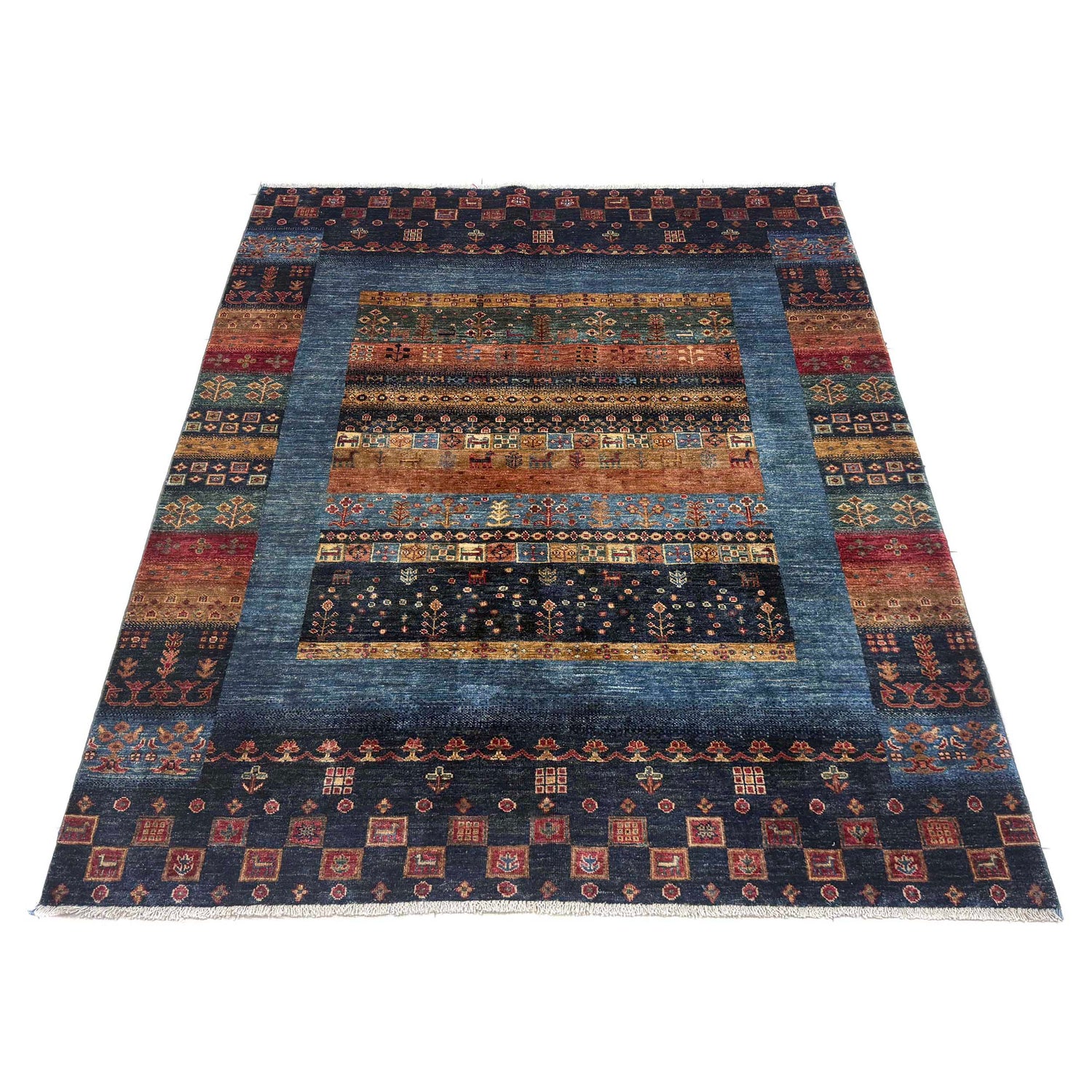 Shikargah Area Rug Handmade Multi Animal/Birds 4x7 ft