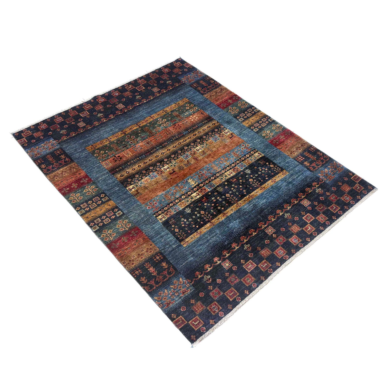 Shikargah Area Rug Handmade Multi Animal/Birds 4x7 ft