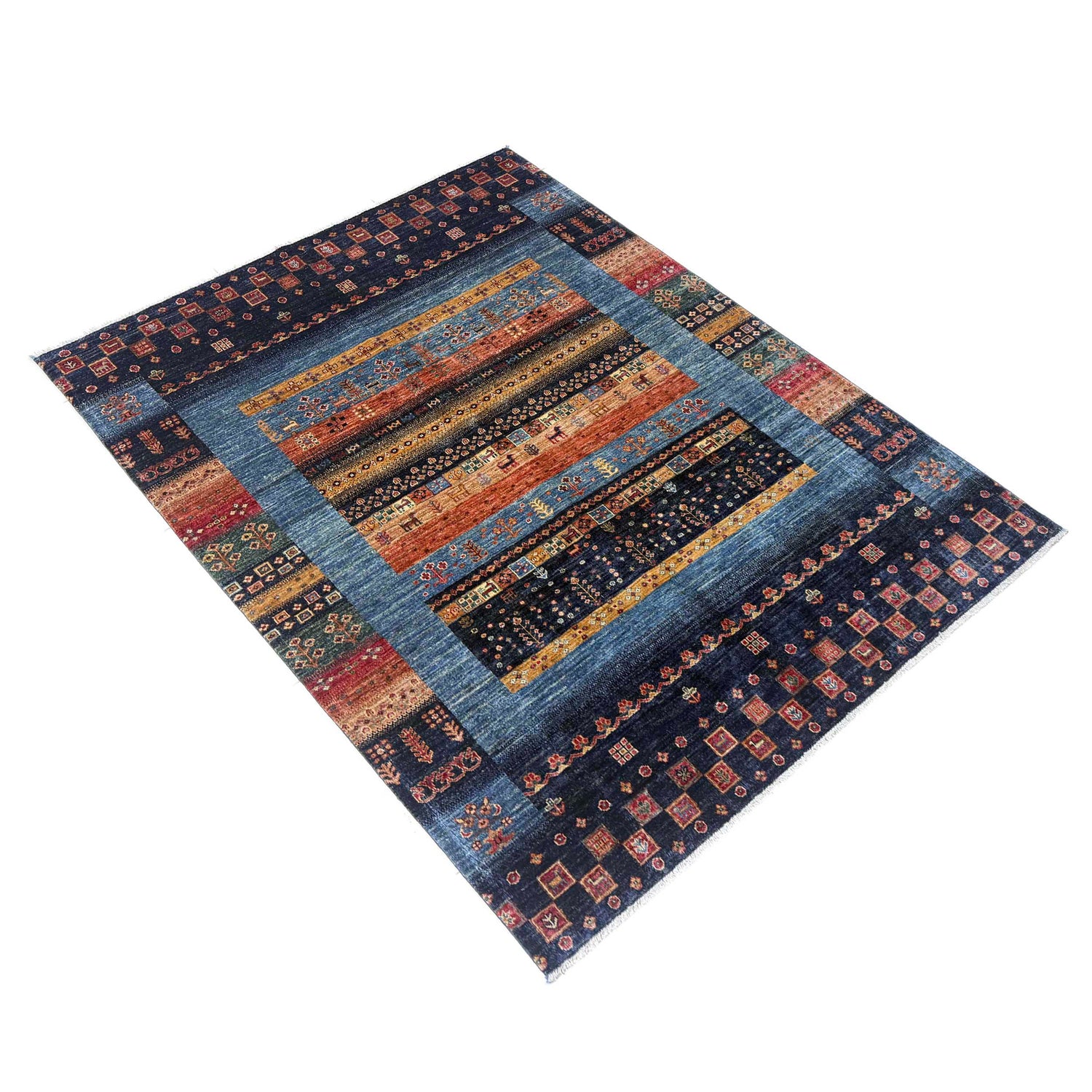 Shikargah Area Rug Handmade Multi Animal/Birds 5x8 ft