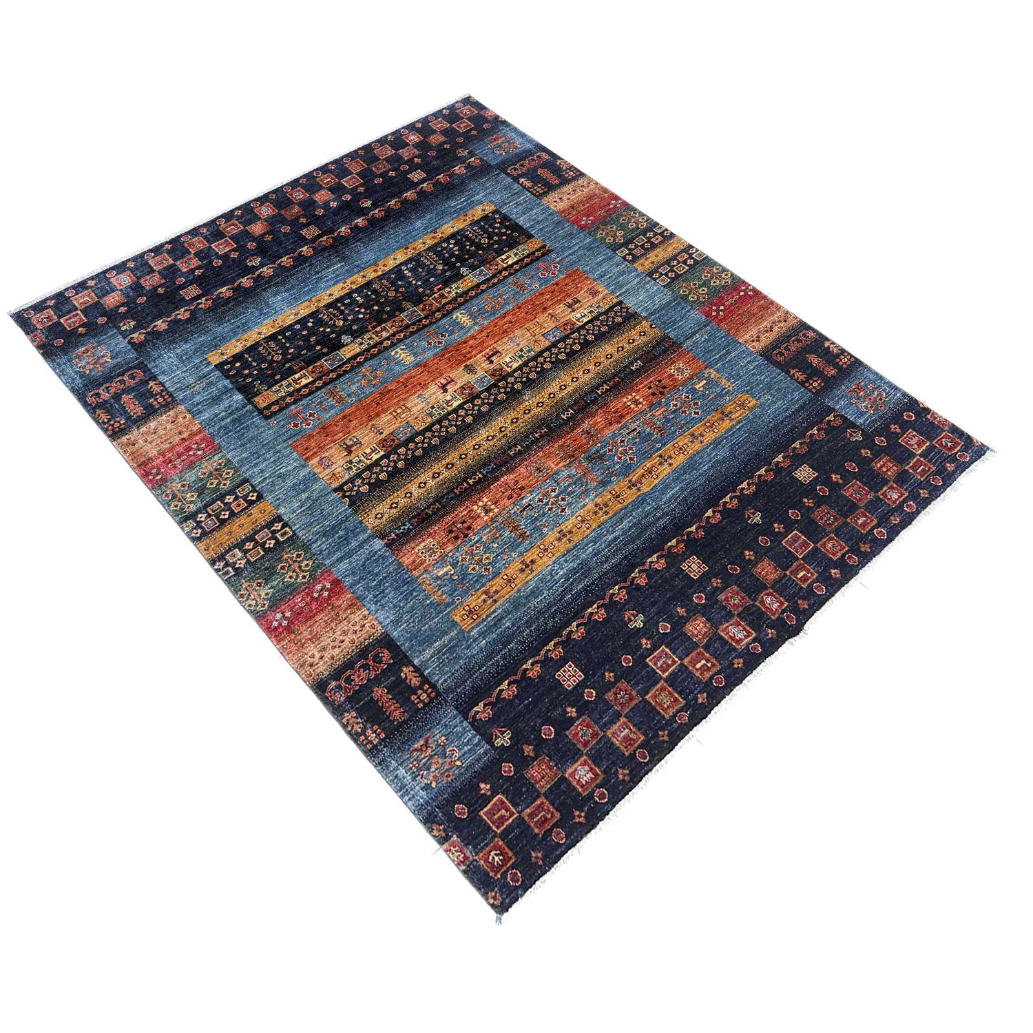 Shikargah Area Rug Handmade Multi Animal/Birds 5x8 ft