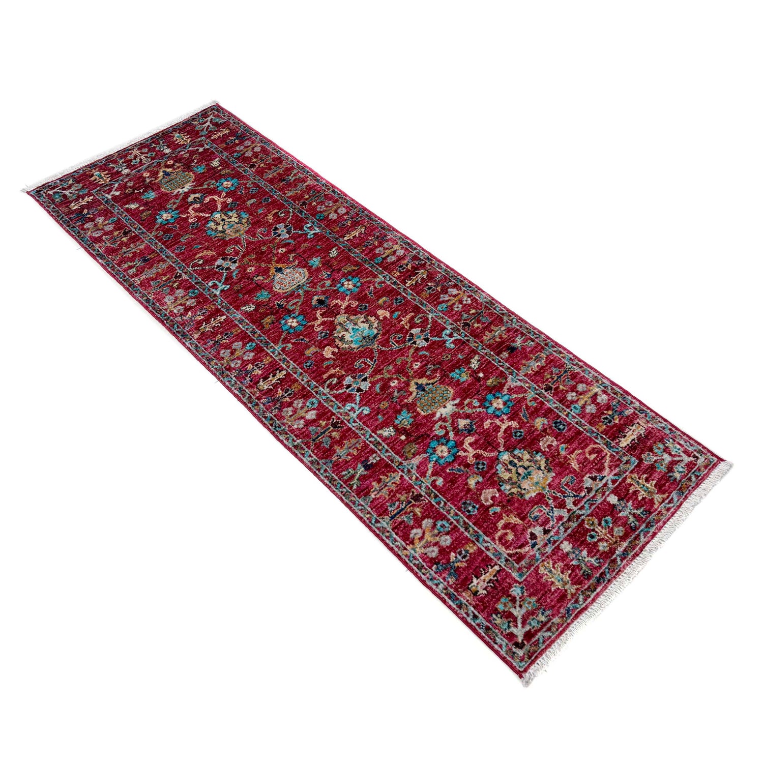 Sultani Runner Rug Handmade Red Floral 6' Runner