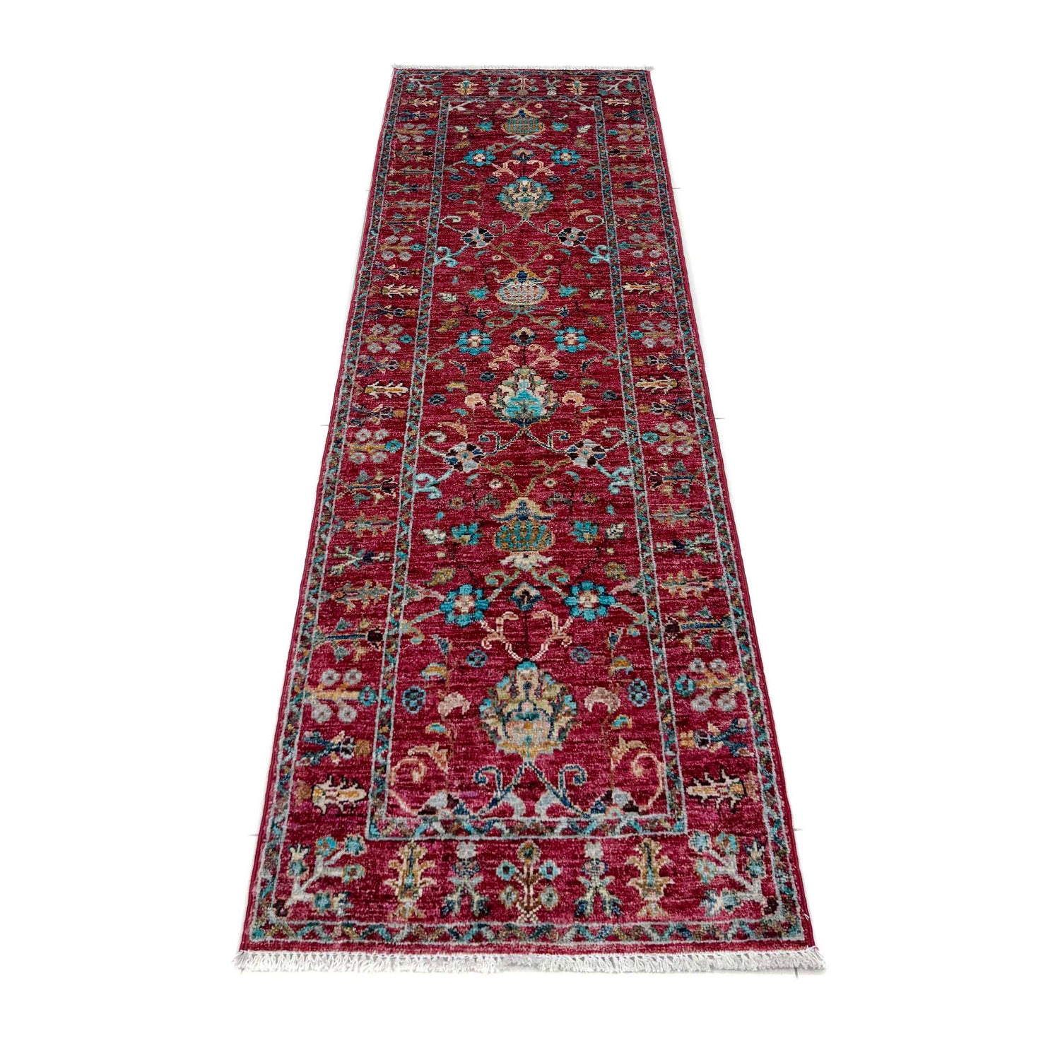 Sultani Runner Handmade Red Floral 6' Runner