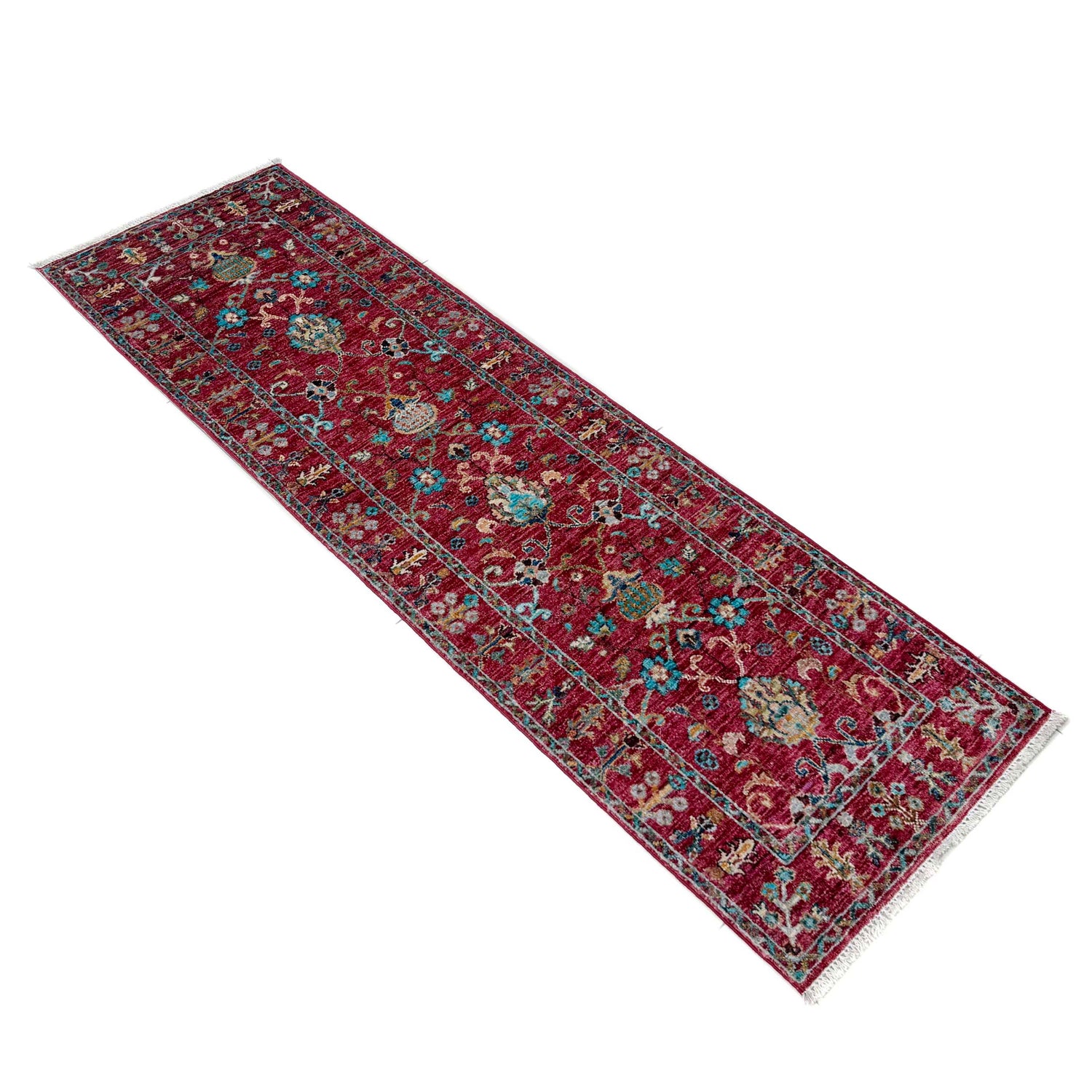 Sultani Runner Handmade Red Floral 6' Runner
