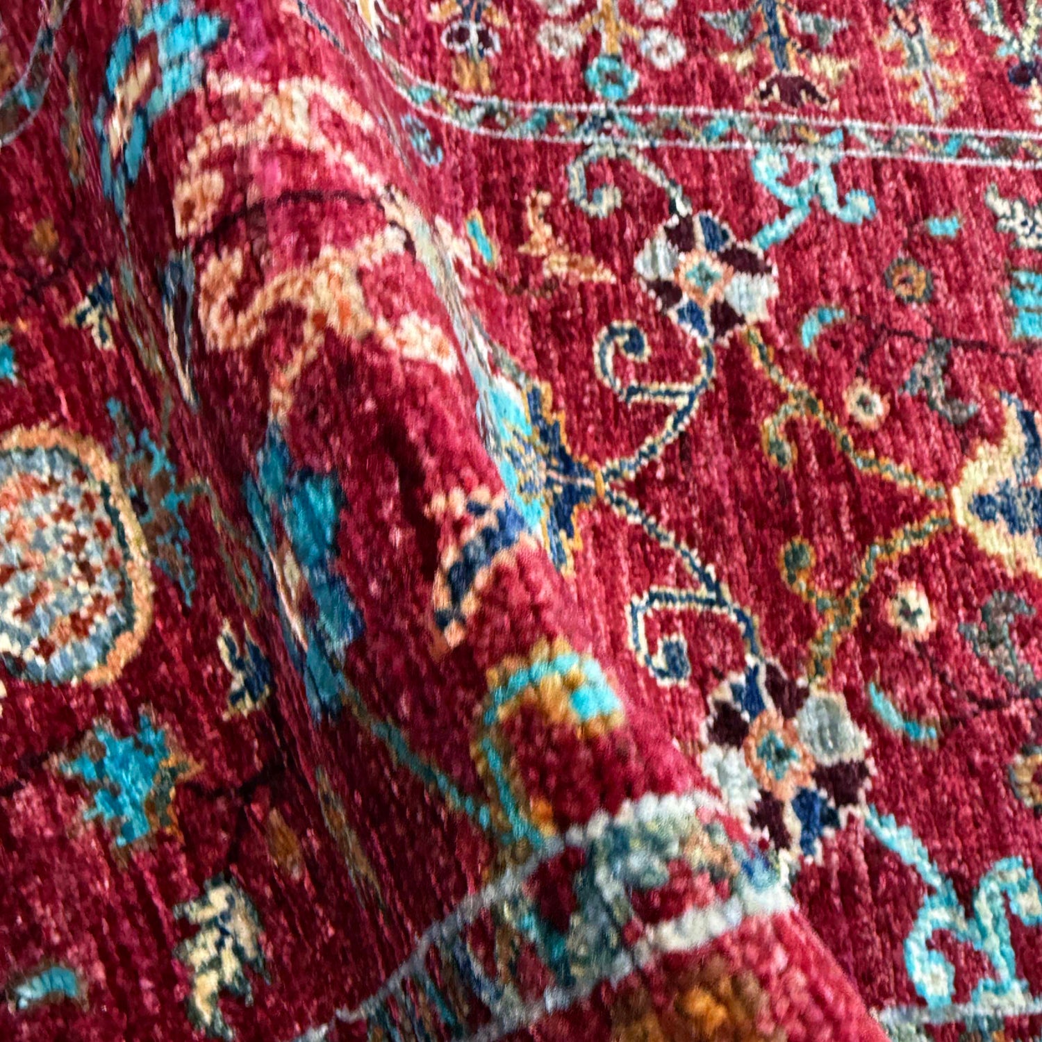 Sultani Runner Handmade Red Floral 6' Runner