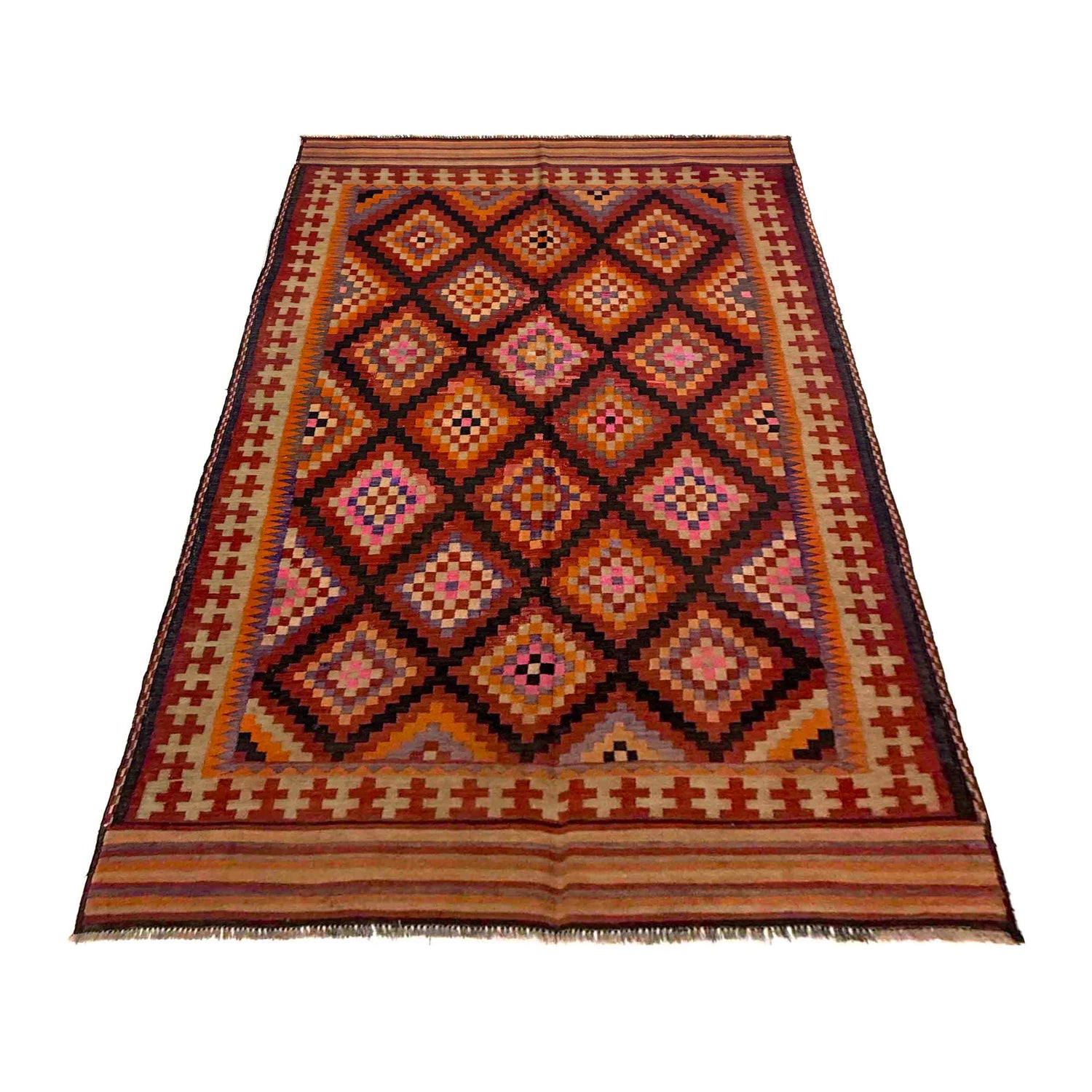 Hand-Knotted Multi Floral Maimana Kilim Area Rug – 5' 6" x 9' 8" ft (167 x 294 cm) | SKU: G39687
