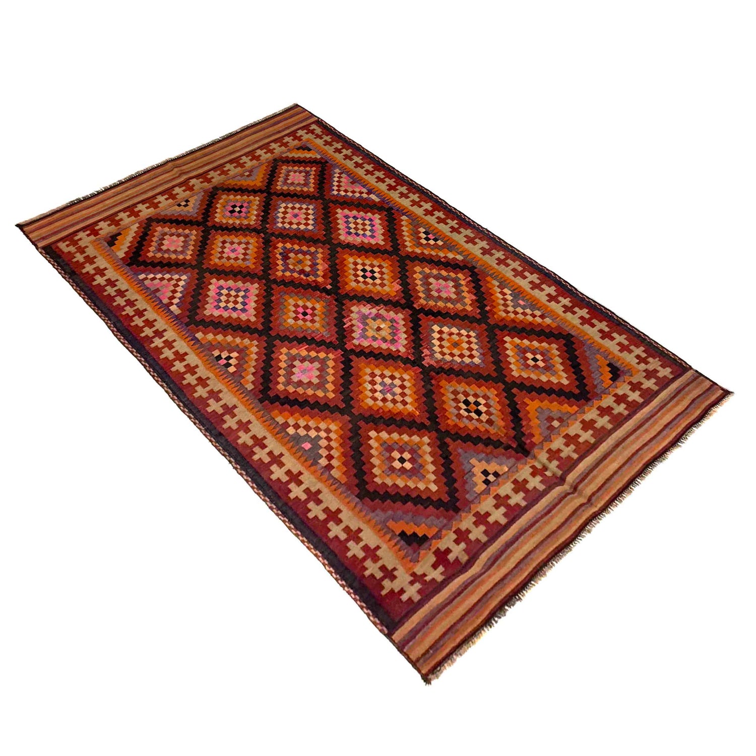Hand-Knotted Multi Floral Maimana Kilim Area Rug – 5' 6" x 9' 8" ft (167 x 294 cm) | SKU: G39687