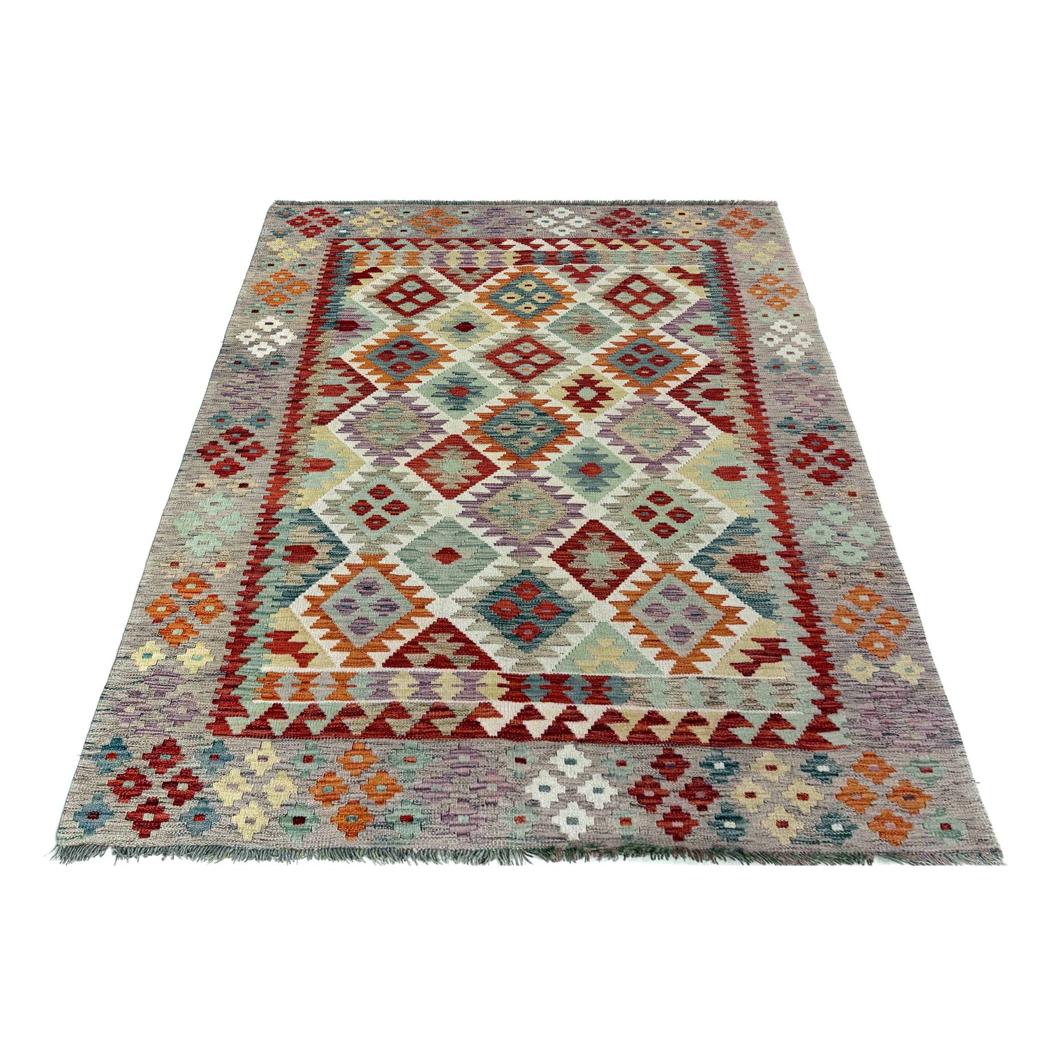 Handmade Afghan Vegetable Kilim – 153 x 203 cm | SKU: G39790