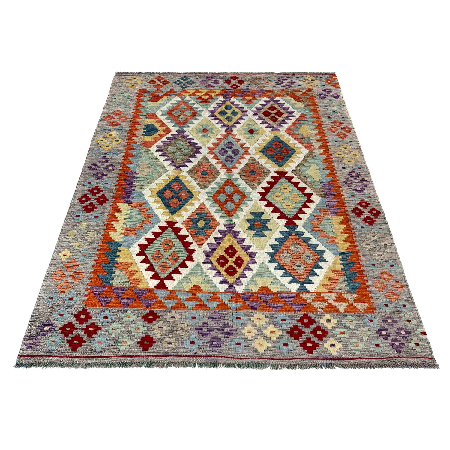 Colorful Flat-Weave Wool Kilim – 152 x 212 cm | SKU: G39797