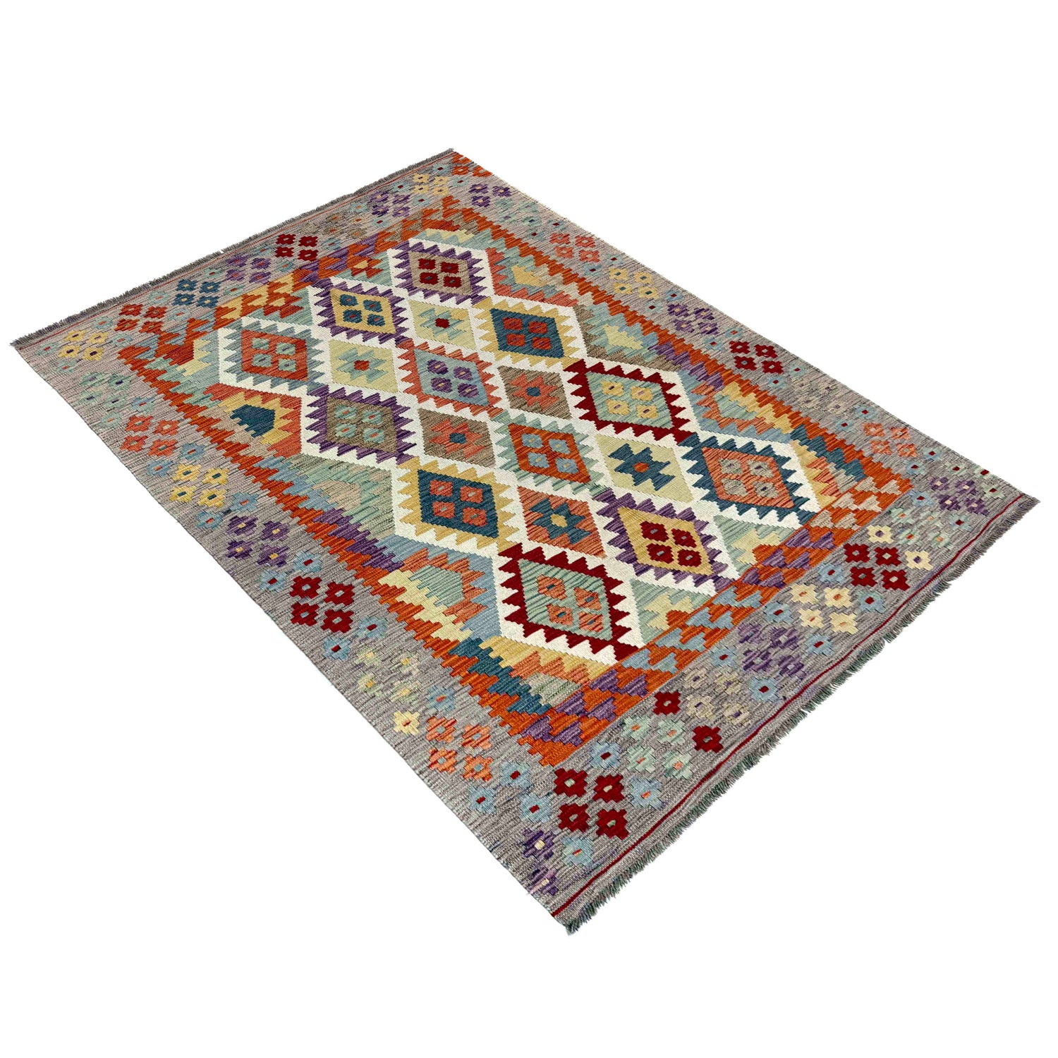 Colorful Flat-Weave Wool Kilim – 152 x 212 cm | SKU: G39797