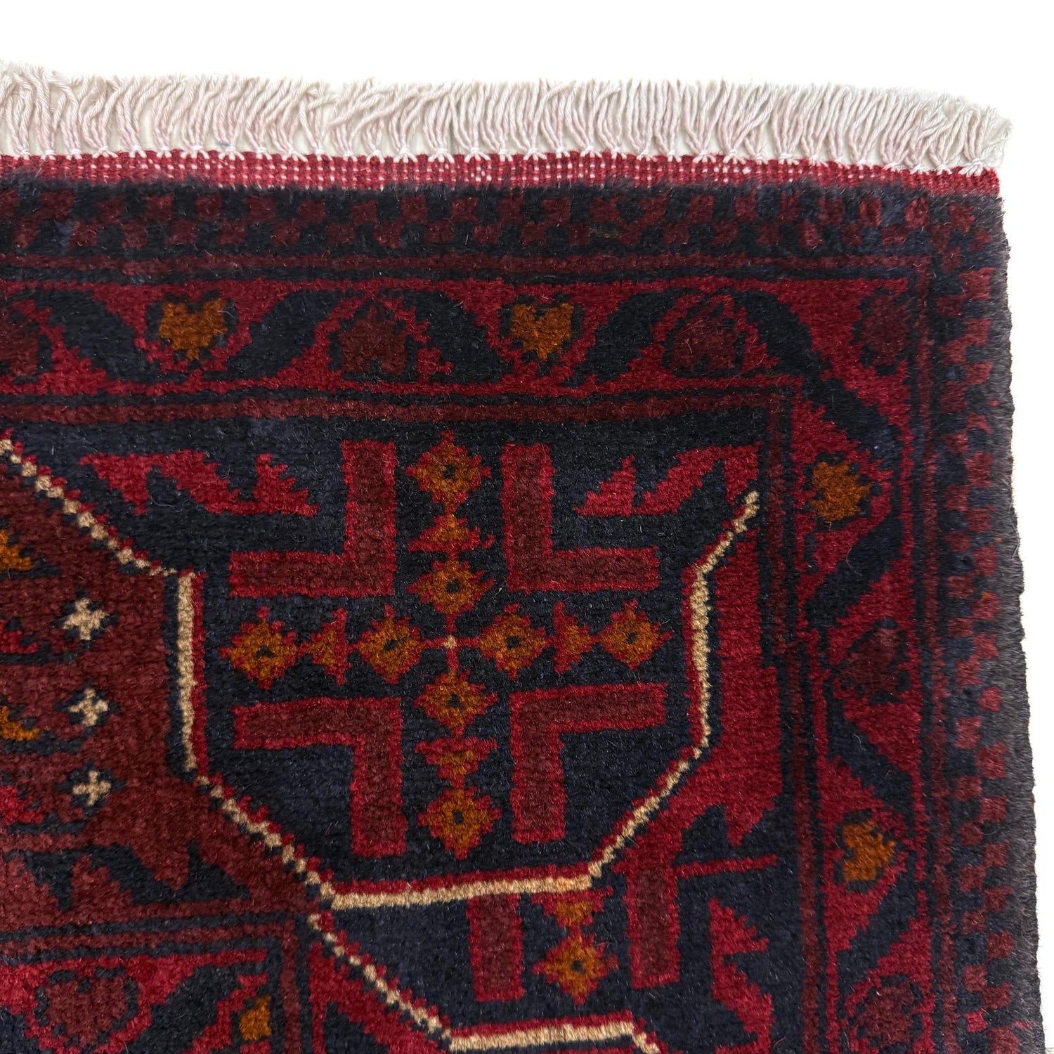 Hand-Knotted Red Geometric Khal Mohammadi Area Rug – 4' 11" x 6' 5" ft (150 x 195 cm) | SKU: G39807