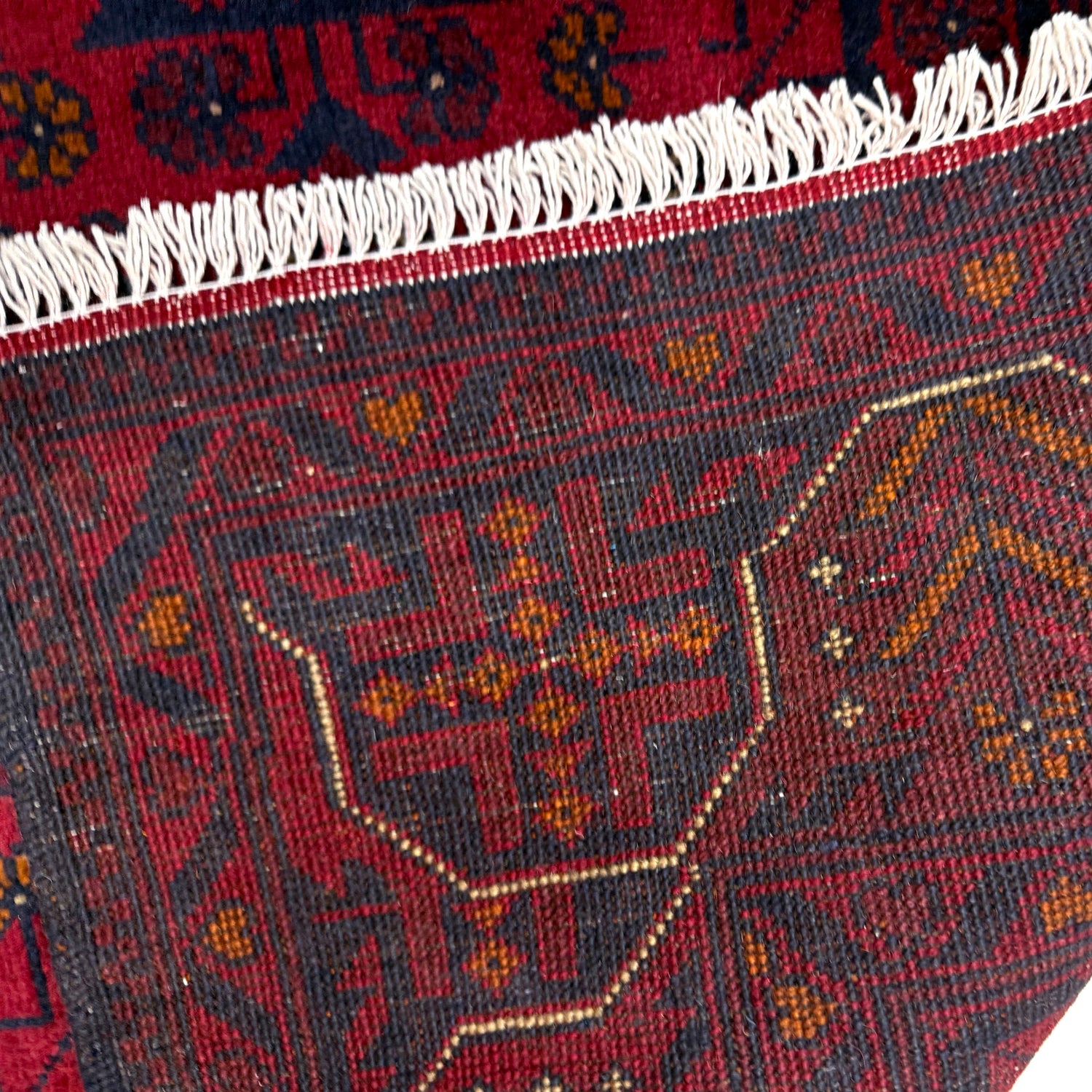 Hand-Knotted Red Geometric Khal Mohammadi Area Rug – 4' 11" x 6' 5" ft (150 x 195 cm) | SKU: G39807