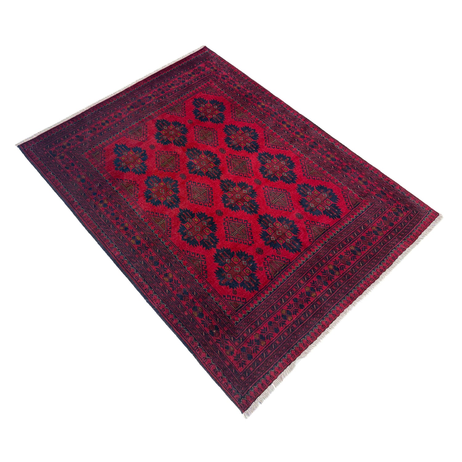 Hand-Knotted Red Geometric Khal Mohammadi Area Rug – 5' 1" x 6' 3" ft (156 x 190 cm) | SKU: G39808