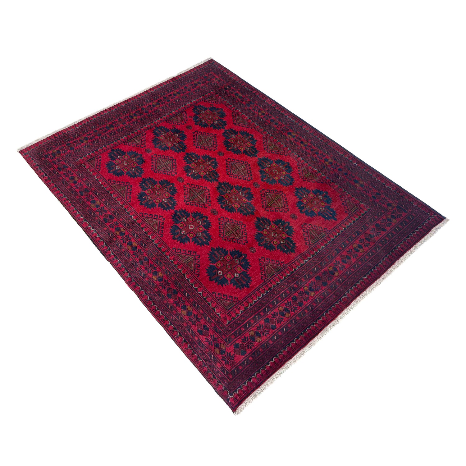 Hand-Knotted Red Geometric Khal Mohammadi Area Rug – 5' 1" x 6' 3" ft (156 x 190 cm) | SKU: G39808