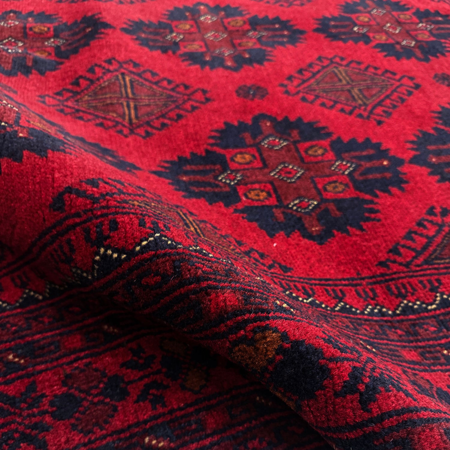 Hand-Knotted Red Geometric Khal Mohammadi Area Rug – 5' 1" x 6' 3" ft (156 x 190 cm) | SKU: G39808