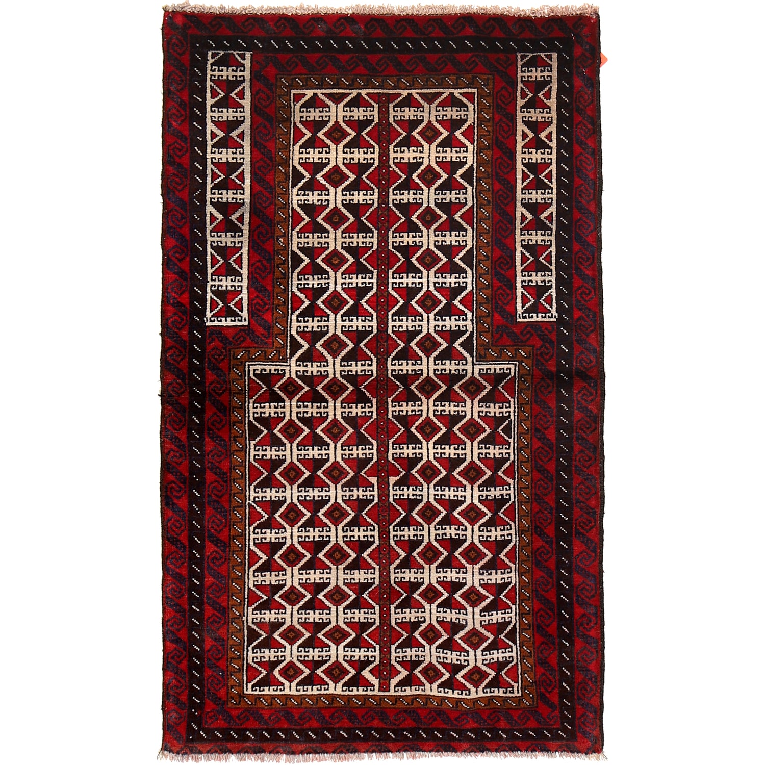 Baluchi Rug Handmade Multi Prayer Design 2x4 ft