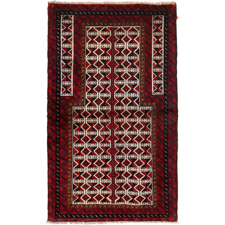 Baluchi Rug Handmade Multi Prayer Design 2x4 ft