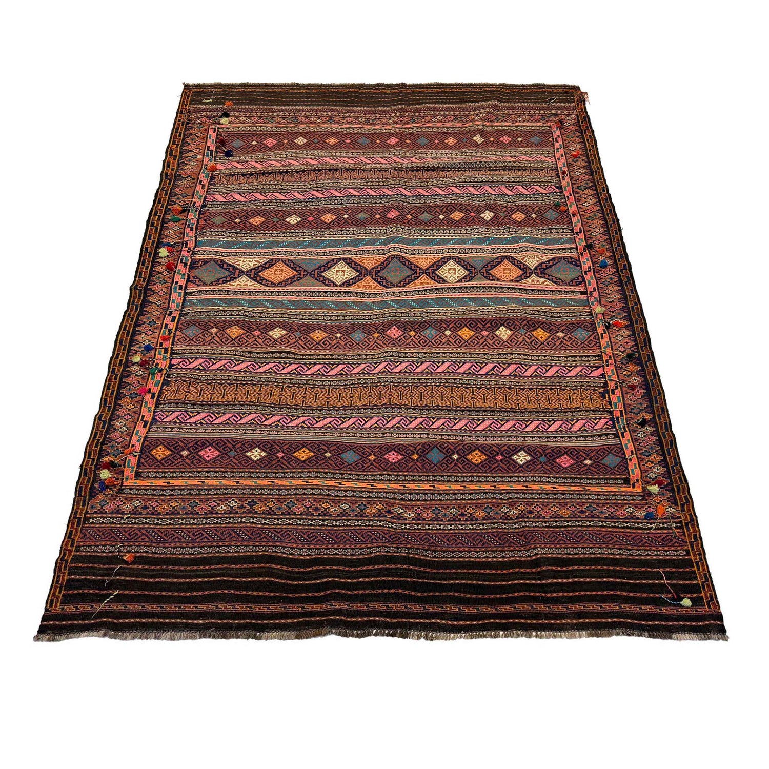 Laghari Kilim Area Rug Handmade Multi Geometric 5x8 ft