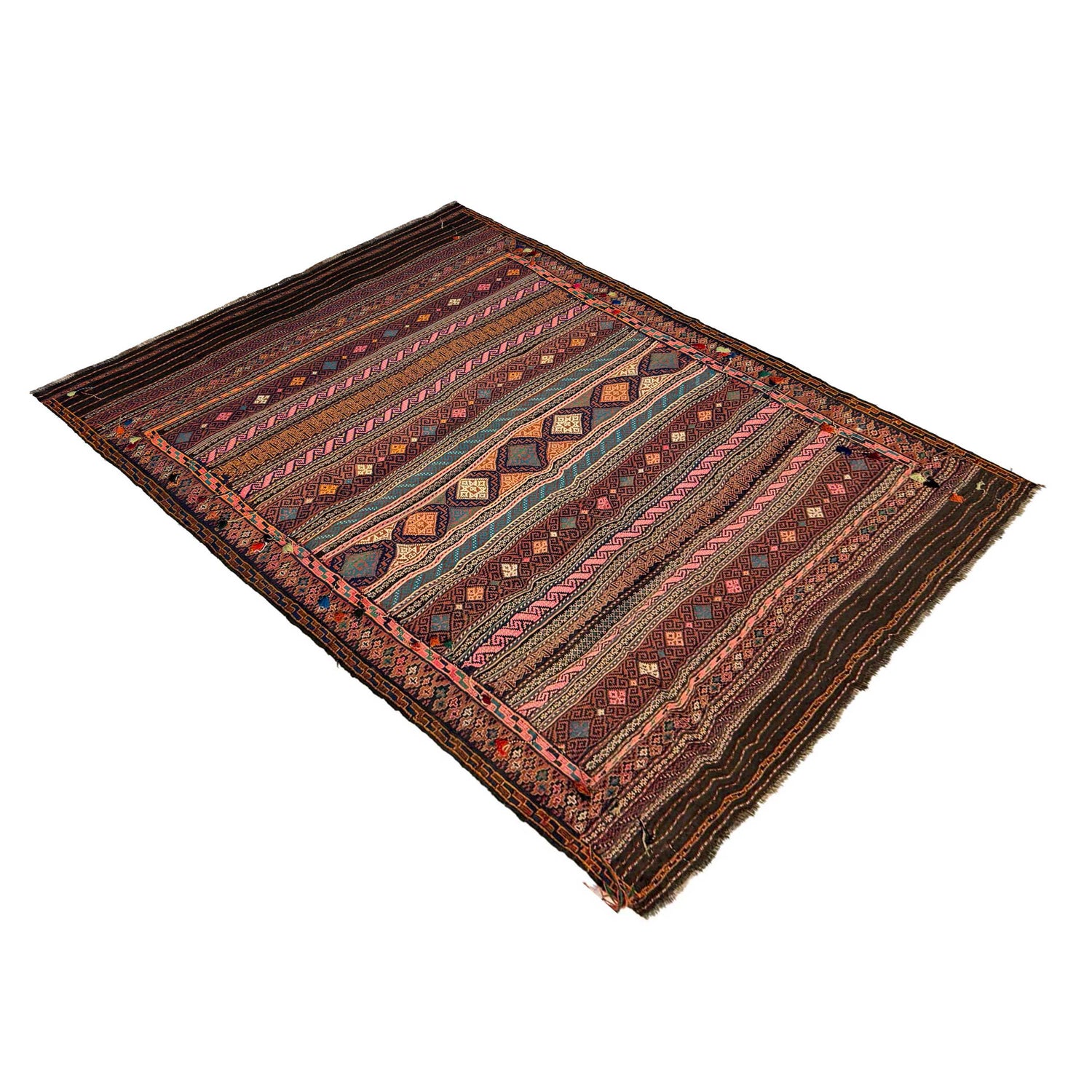 Laghari Kilim Area Rug Handmade Multi Geometric 5x8 ft