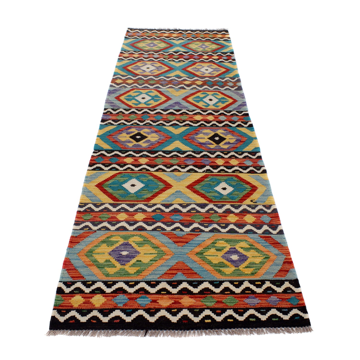 Handmade Multi Kilim Geometric 10' Runner