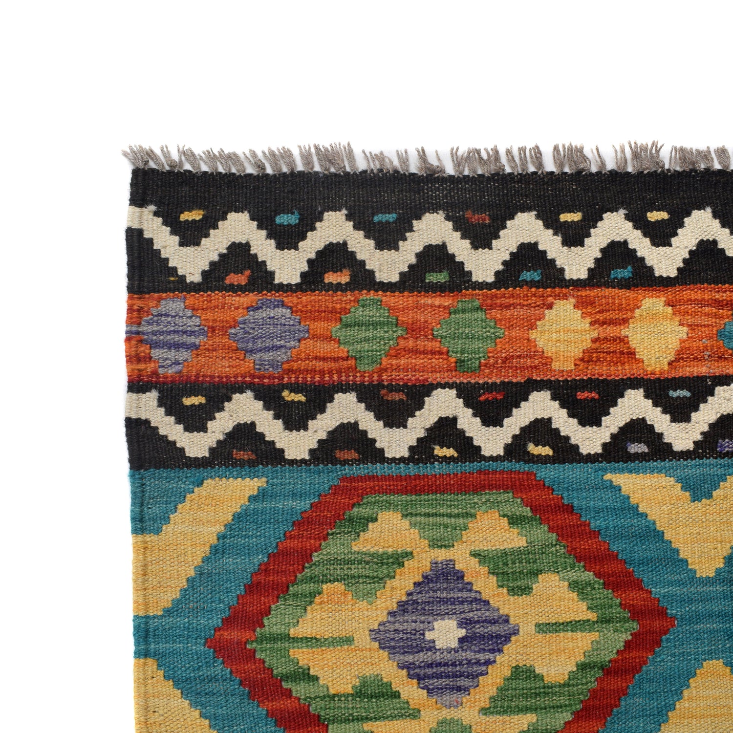 Handmade Multi Kilim Geometric 10' Runner