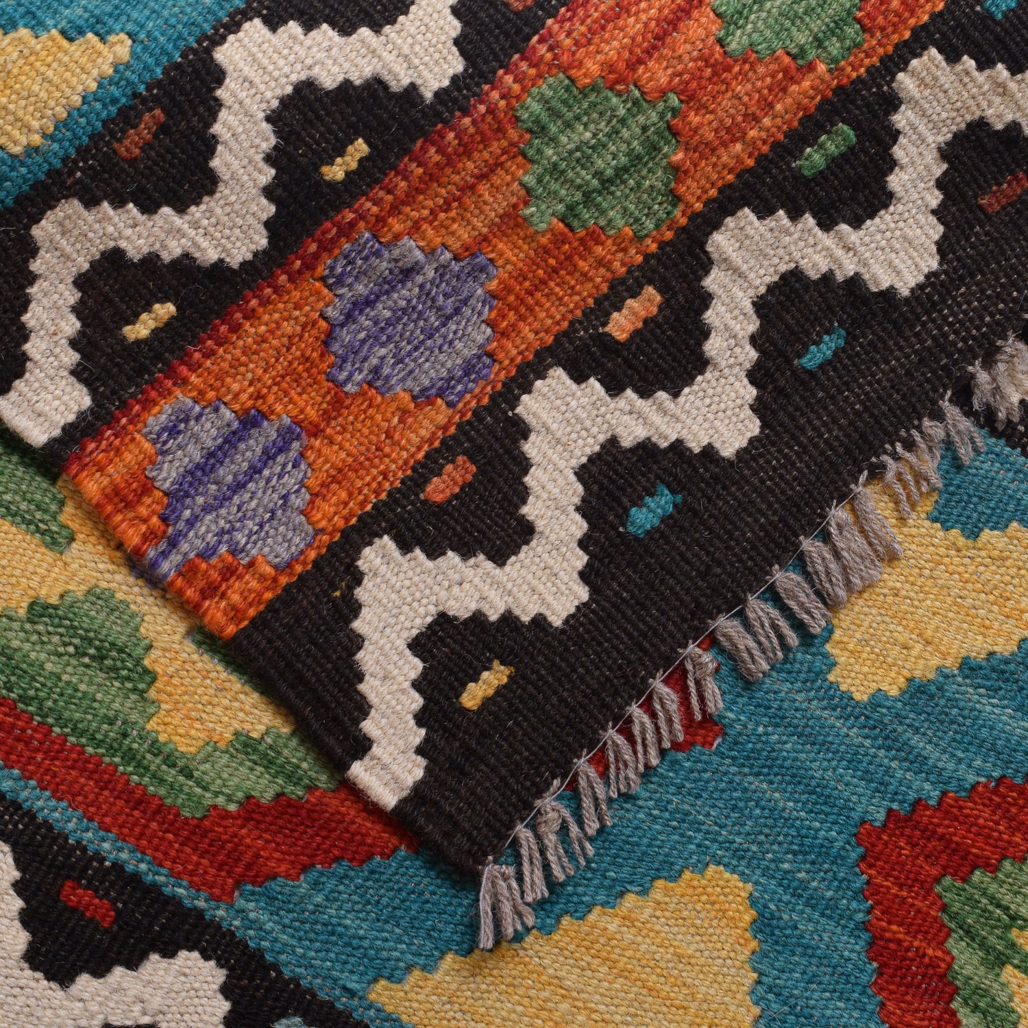 Handmade Multi Kilim Geometric 10' Runner
