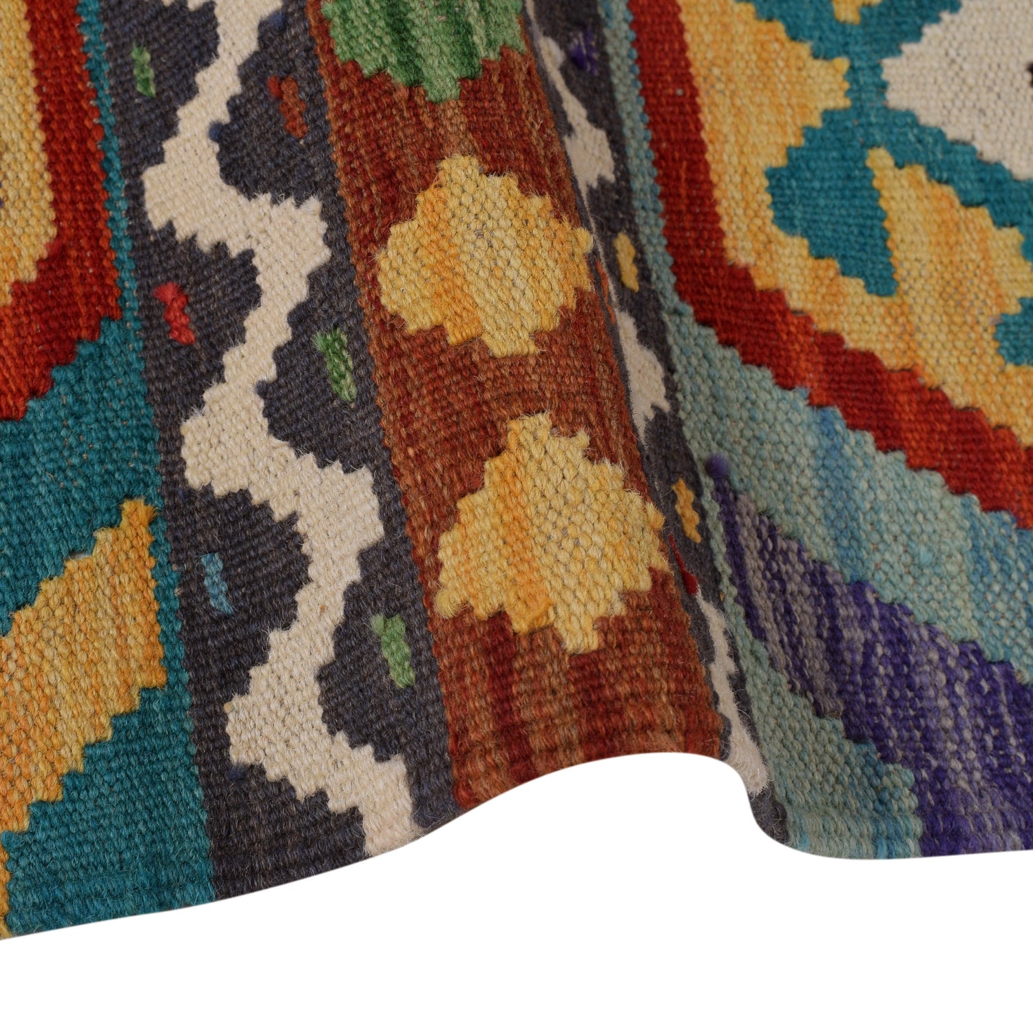 Handmade Multi Kilim Geometric 10' Runner