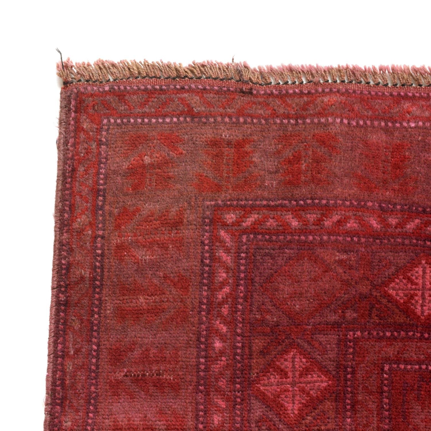 Overdyed Area Rug Handmade Pink Geometric 4x6 ft