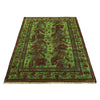 Overdyed Area Rug Handmade Green Geometric 4x6 ft