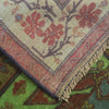 Overdyed Area Rug Handmade Green Geometric 4x6 ft