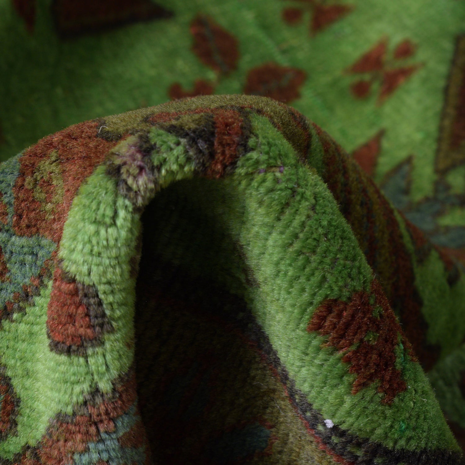 Overdyed Area Rug Handmade Green Geometric 4x6 ft