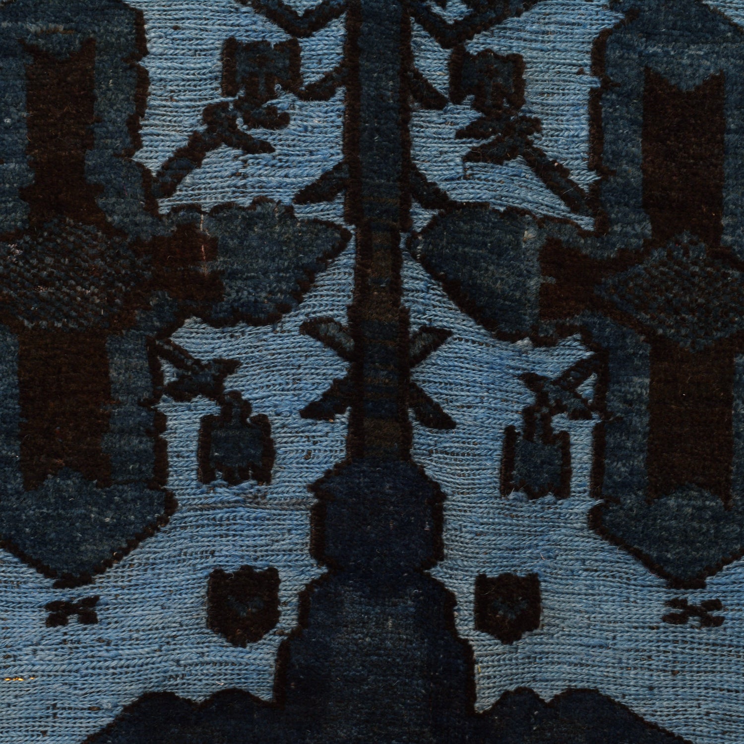 Overdyed Area Rug Handmade Blue Geometric 4x6 ft
