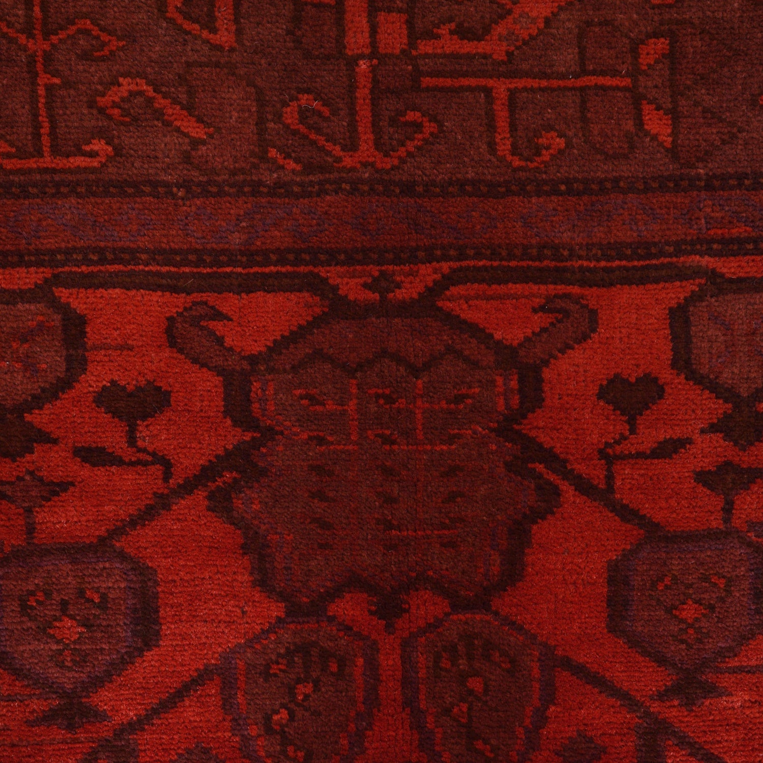 Overdyed Area Rug Handmade Red Geometric 2x4 ft