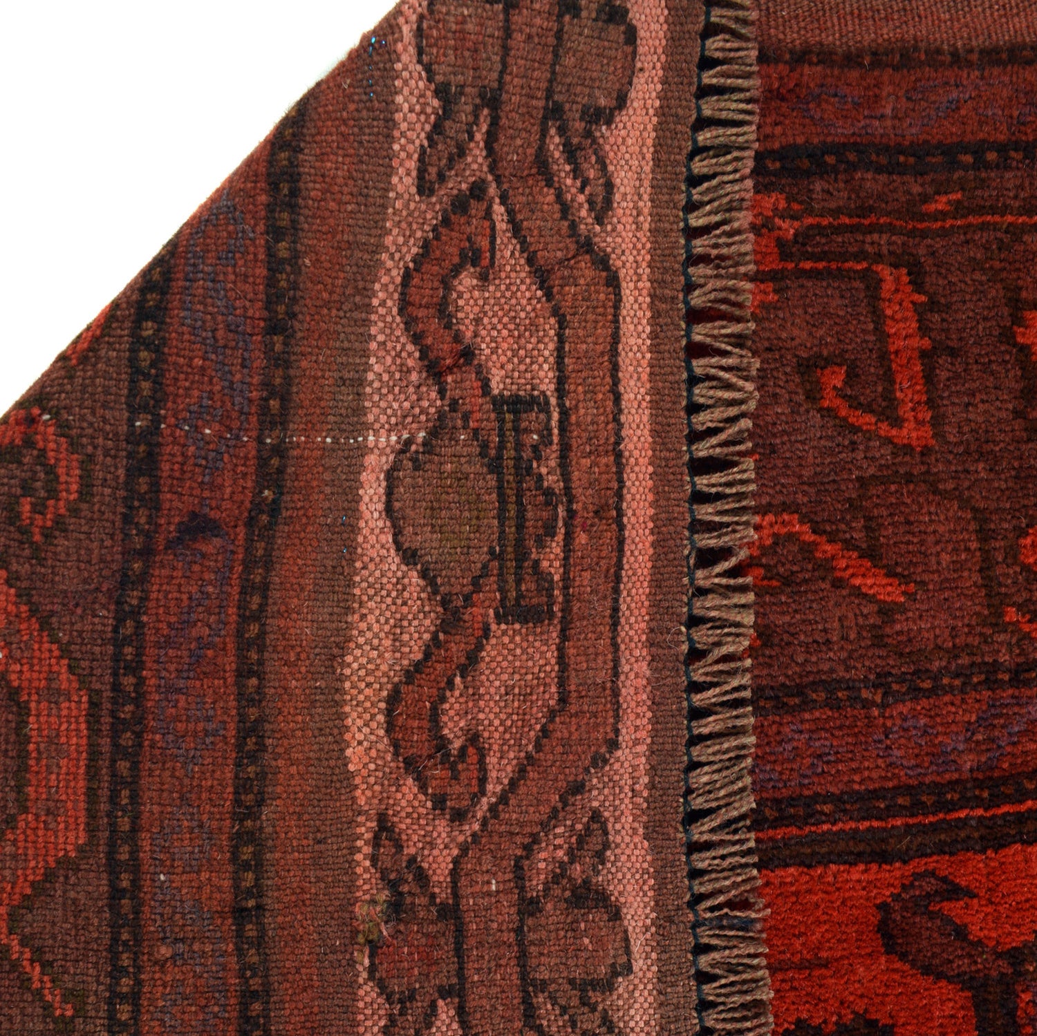 Overdyed Area Rug Handmade Red Geometric 2x4 ft