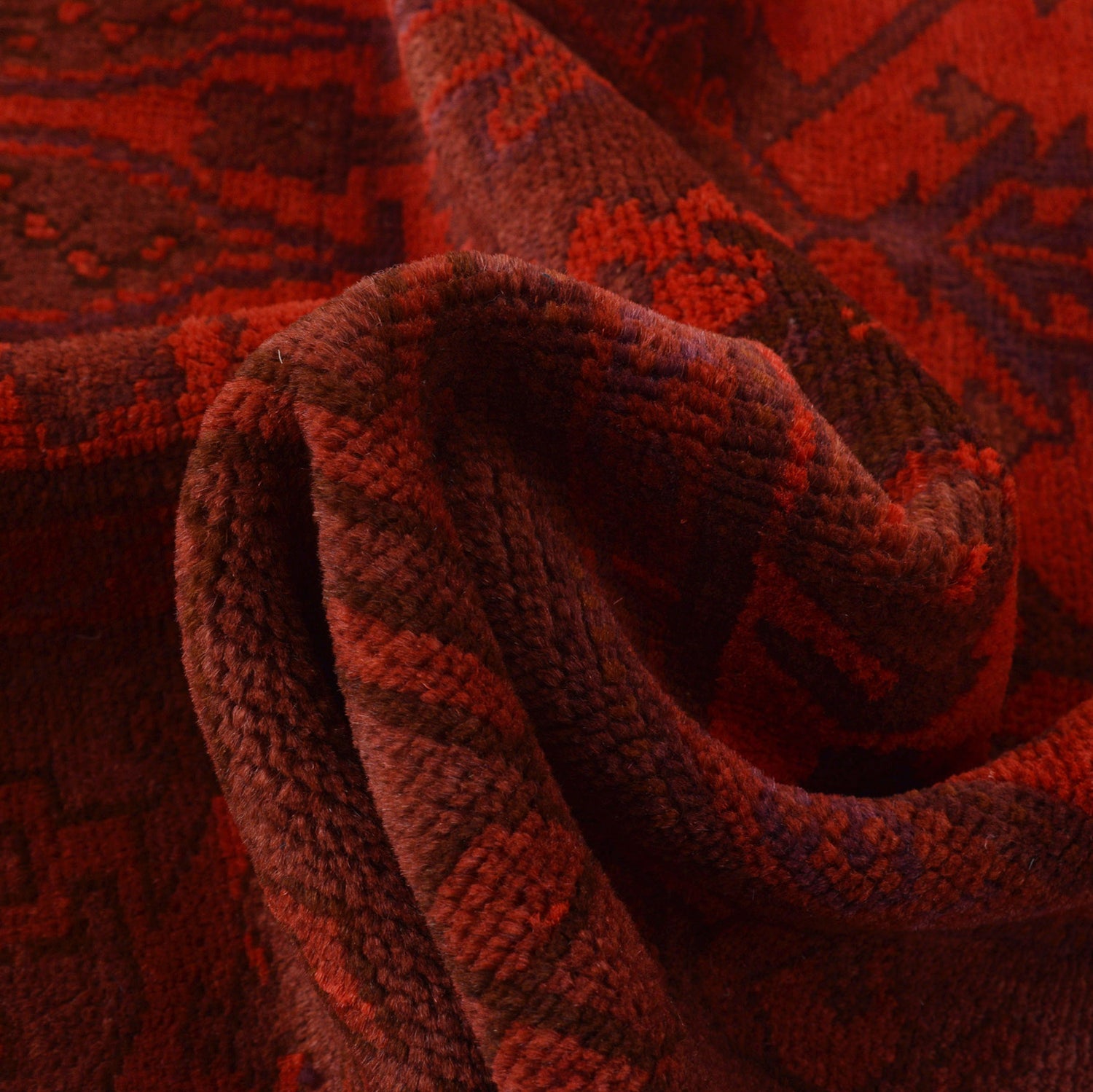 Overdyed Area Rug Handmade Red Geometric 2x4 ft