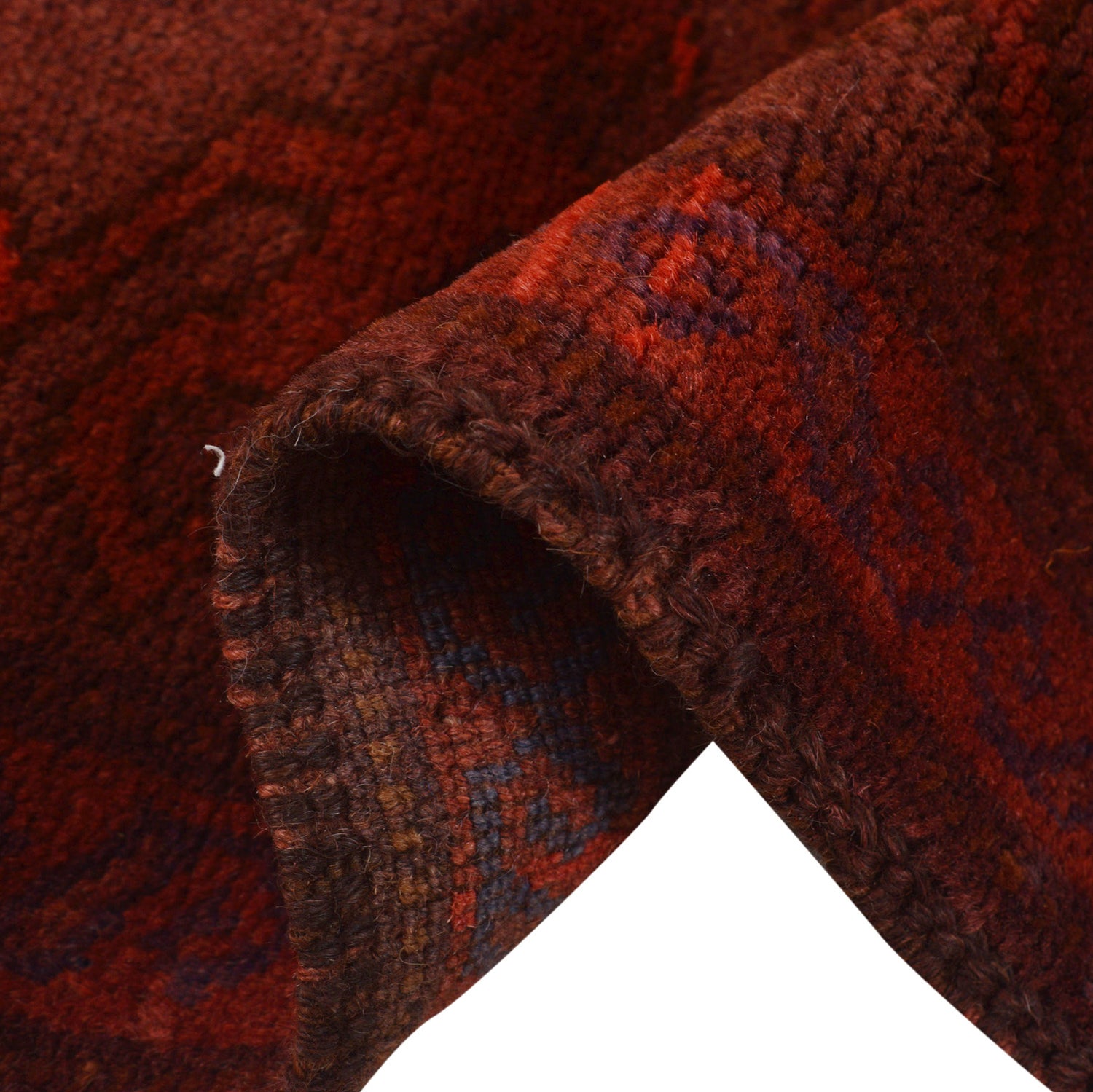 Overdyed Area Rug Handmade Red Geometric 2x4 ft
