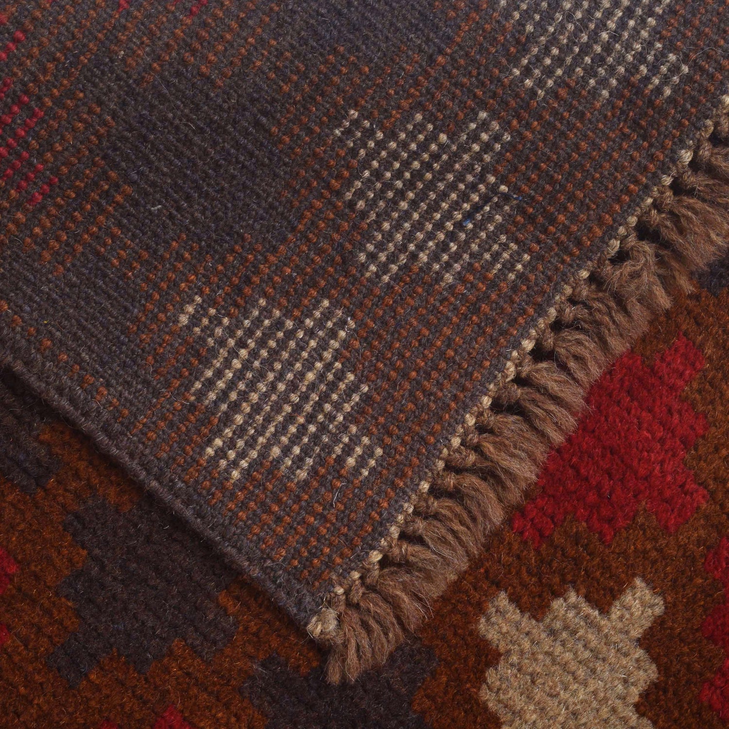 Baluchi Rug Handmade Brown Geometric 2x4 ft