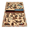 War Area Rug Handmade Beige Riffle + Helicopter 3x5 ft