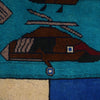 War Area Rug Handmade Blue Riffle + Helicopter 3x5 ft