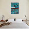 War Area Rug Handmade Blue Riffle + Helicopter 3x5 ft