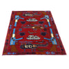 War Area Rug Handmade Red Riffle + Helicopter 3x5 ft