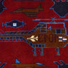 War Area Rug Handmade Red Riffle + Helicopter 3x5 ft