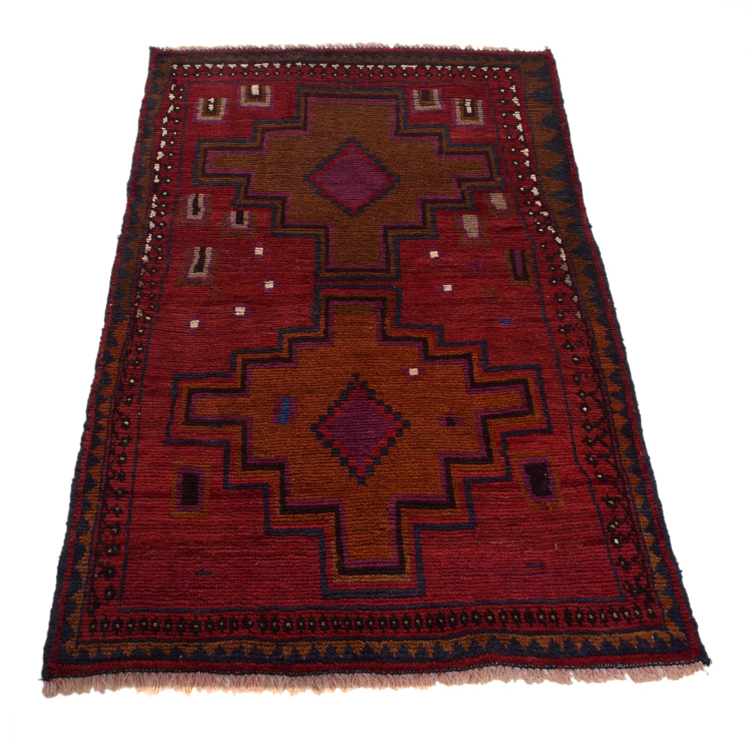 Baluchi Rug Handmade Multi Geometric 2x4 ft