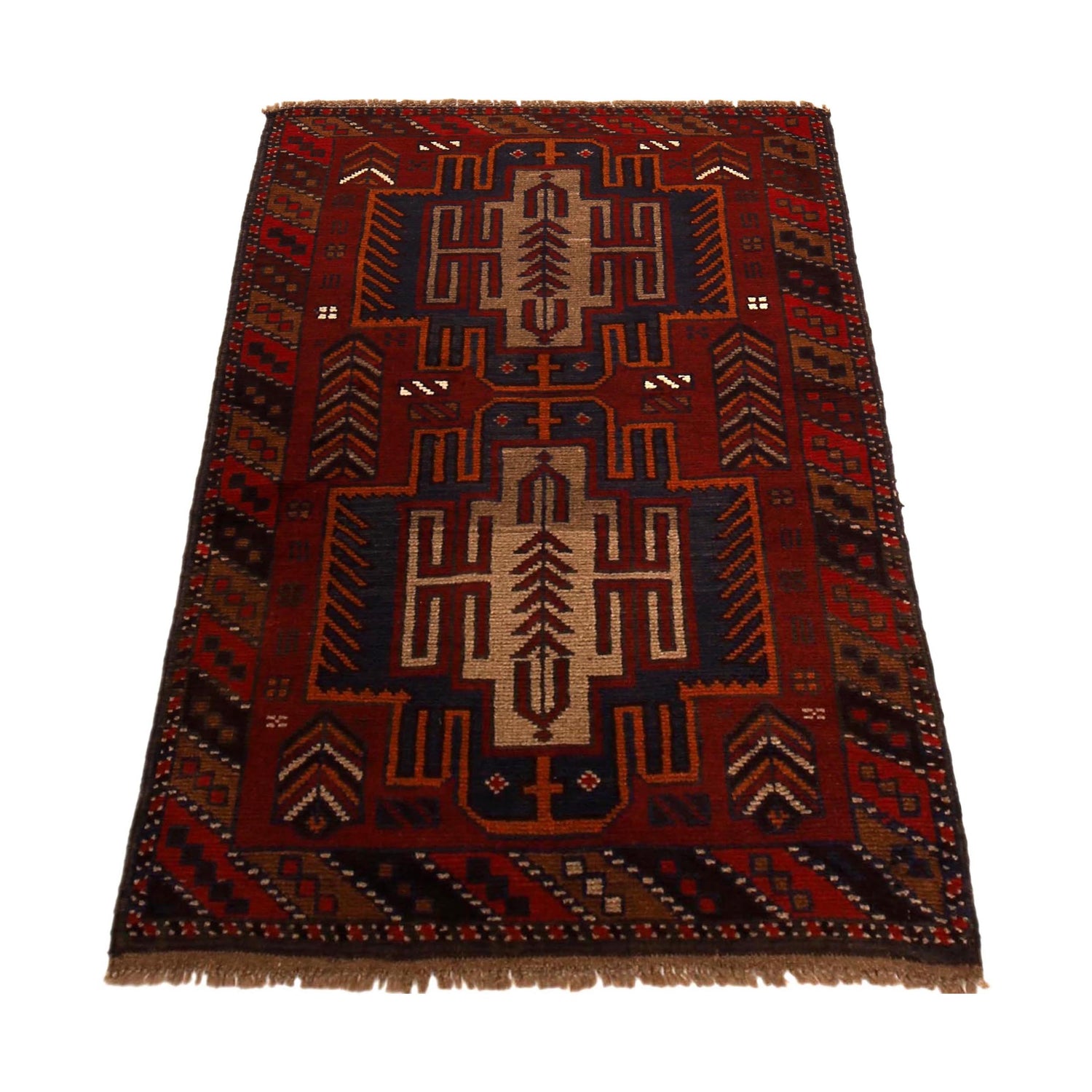 Baluchi Rug Handmade Multi Geometric 2x4 ft